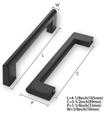 khtumeware 3-1/2 Inch Hole Center 2-Pack,Matte Black Heavy Duty Soild Cabinet…