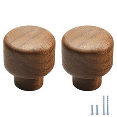 6 pcs Single Hole Round Chinese Style Walnut Wood Cabinet Door Pull Knobs