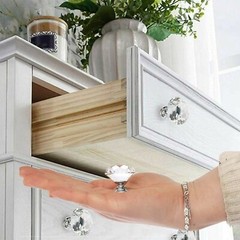 10Pcs Crystal Glass Cabinet Knob Diamond Shape 30mm Drawer Cupboard Handle Pull