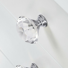 Crystal Glass Cabinet Knob Diamond Shape 30mm Drawer Cupboard Handles Pulls LOT