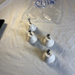 5 VINTAGE CERAMIC WHITE DRAWER KNOBS 1.5 X 1 INCH WITH SCREWS