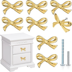 16 Pcs Gold Bow Drawer Knobs Brass Bow Knobs for Dresser Decorative Brass Drawer