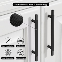 10 Pack CK0088 Matte Black Knurled 5 In Hole Center Cabinet Pull Handles