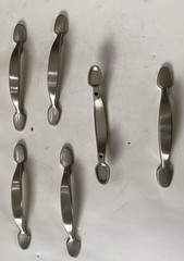 Lot of 6 Brushed Nickel Handles/ Pulls Drawers 3” Hole To Hole