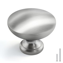 30 Pack Brushed Nickel Cabinet Knobs 1-3/16″ Solid Zinc Alloy Modern Silver Pull