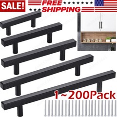 Black Square T Bar Drawer Pulls Knob Stainless Steel Kitchen Cabinet Handles LOT