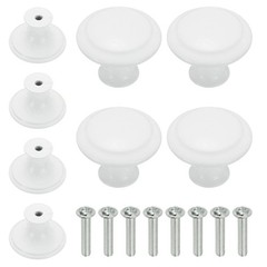 8 Pcs Stainless Steel Knobs, Single Hole Pull with Screw, 27mm White