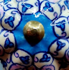 Paisley Blue Pink Ceramic Knob Handle Home Decor Door Drawers Botanicial k8