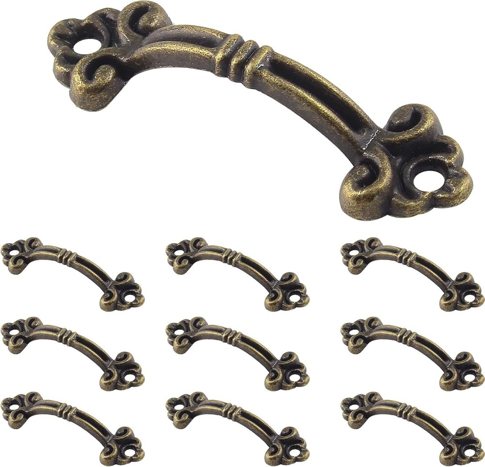 20pcs Mini Vintage Drawer Pulls Bronze Zinc Alloy Handles for Cabinet Jewelry Bo