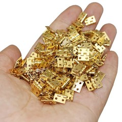 100Pcs Mini Brass Hinges Hardware Small Tiny Hinges for Miniature Furniture W…