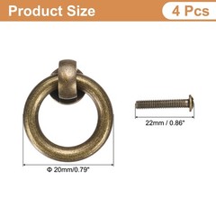 4Pcs 0.79 Inch Brass Drawer Pulls and Knobs Cupboard with Screws , Bronze