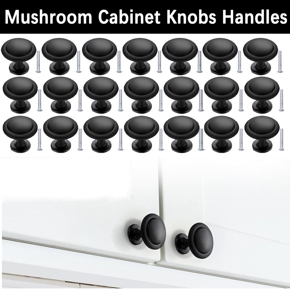 20PCS Stainless Steel Zinc Alloy Mushroom Cabinet Knob Round Drawer Pull Handle