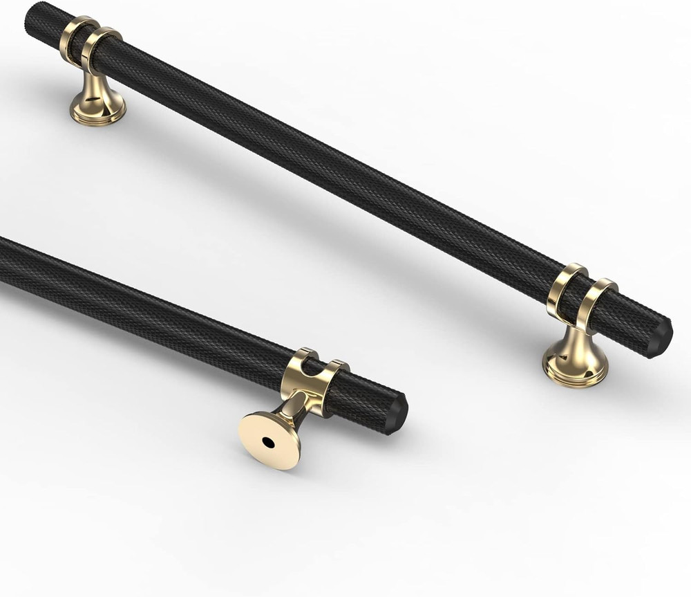 Asidrama 10 Pack 7.5 Inch(192mm) Knurled Matte Black Kitchen Cabinet Handles, Bl