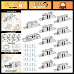 12Pcs Double Ball Tension Roller Catch Latch – 48mm Brass Cabinet Hardware, Silv