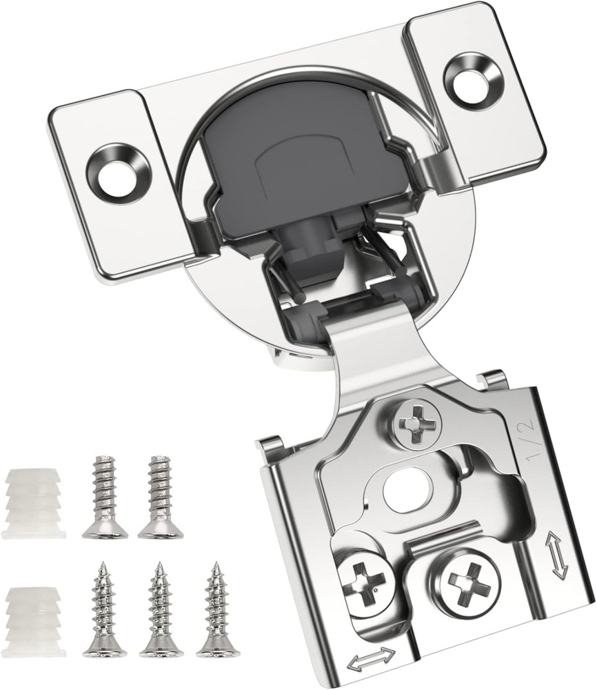 50 Pack 1/2″ Overlay 3D Soft Close Concealed Hinge for Face Frame Door, Smooth S