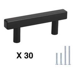 30 pc Matte Black Cabinet Pulls 4in (2.5in Hole Centes) Bathroom Bedroom Drawers
