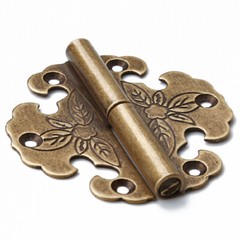 HOT 4Pair Brass Furniture Hinges Exquisite Carved Chest Wood Case Gift Box Hinge
