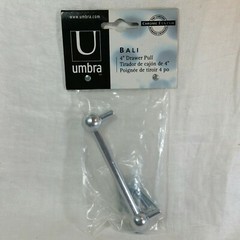 Umbra BALI 4” DRAWER PULL Chrome Finish Metal Cabinet Handle Ball Bar, NOS
