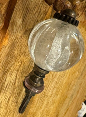 Scalloped Heavy Clear Glass Antique-Brass Knob Cabinet Pull Furniture Hardware
