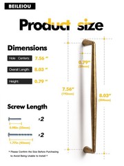 Antique Brass Zinc Alloy Cabinet Pulls – 7.56″ (192mm)Hole Center Classic Vin…