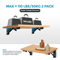 Matte Black Folding Shelf Brackets 6 Inch 2 Pack Wall Brackets Collapsible Shelf