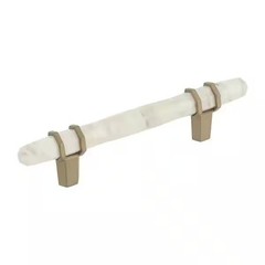 Carrione 3-3/4 in. (96mm) Modern Marble White/Golden Champagne Pull bp36648mwbbz