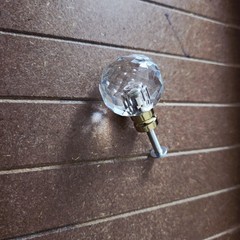 1.25 in Round Faceted Glass Crystal Knobs With polished brass Base-Jado hardware