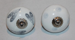 16 white & blue/gray 1.5″ ceramic drawer cabinet knobs pulls various designs lot