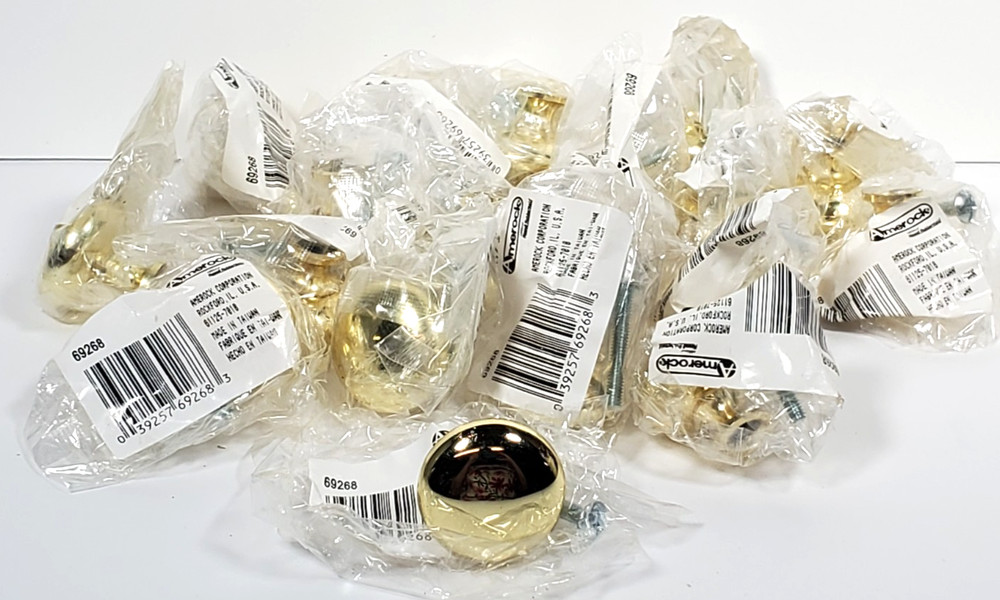 Amerock Cabinet Knobs Round Bright Brass 69268 QTY of 19 New in Package