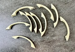 Set of 10 Cream Metal Curved Cabinet/Drawer Handle Pulls w/ Black Stripe