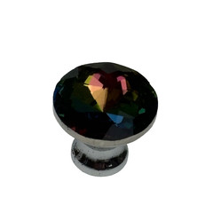 Set 6 Chrome Cabinet Knobs Iridescent K9 Crystal Glass Tops Screws Aluminum NEW