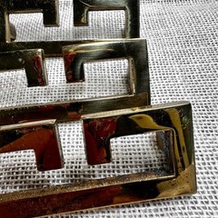 Vintage Greek Key Brass Drawer Pulls Set of 6 Hollywood Regency Fretwork Handles