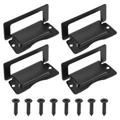 4Pcs Recessed Pull Door Handle Invisible Flush Pull Handle with Screw Black