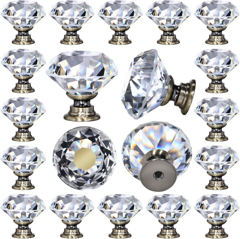 12p Brass Crystal Knobs Glass Drawer Pulls Drawer Pulls and 12 Pack Bronze
