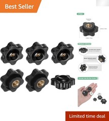Versatile 6-Pack Star Knobs: 25mm Black Hexagon Head for Woodworking & Equipment