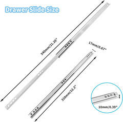 2 Pcs Drawer Slides, 12″/310Mm Metal Ball Bearing Side Mount Drawer Slide, Two W