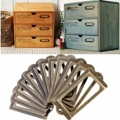 12pcs Metal Label Pull Frame Handle File Name Card Holder Furniture Cabinet Draw