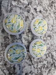 4 Pack 1-1/1.2″ Floral Decorative Cabinet Knobs ABS Glass Round Glow Single