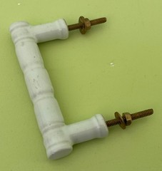 Vintage White Ceramic Porcelain Bamboo Style Drawer Handle or Cabinet Pull
