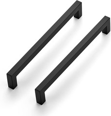Matte Black Cabinet Square Handles Drawer Pulls 8 Inch 18 Pack | Screws Included