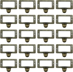 20 Pack Apothecary Card Catalog Drawer Pulls with Label Holder | Zinc Alloy A…