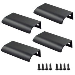 3.15 Inch Black Curved Edge Finger Pulls 4Pcs, 2.52 Inch Hole Spacing, Alumin…