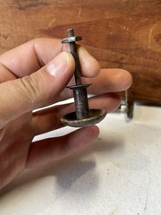 Lot of 2 Antique 19th Century Iron Cabinet Drawer Knobs Pulls Square Nut