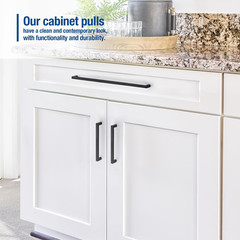 10 Pack Cabinet Handles, Black Cabinet Pulls, 18 Inch Kitchen Closet Handles Squ