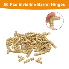 50Pcs Invisible Barrel Hinges 4x17mm Brass Concealed Hinge Gold