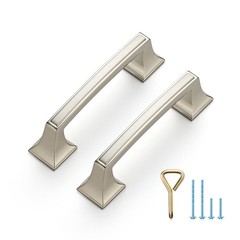 10 PCS Brushed Nickel 3 Inch Hole Center Square Kitchen Cabinet Drawer Pulls