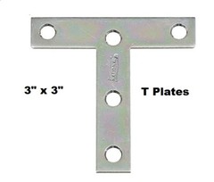 2pc T Plates Steel Zinc Plated Int/Ext 3″ x 3″ Frames Screens V116 N113-704