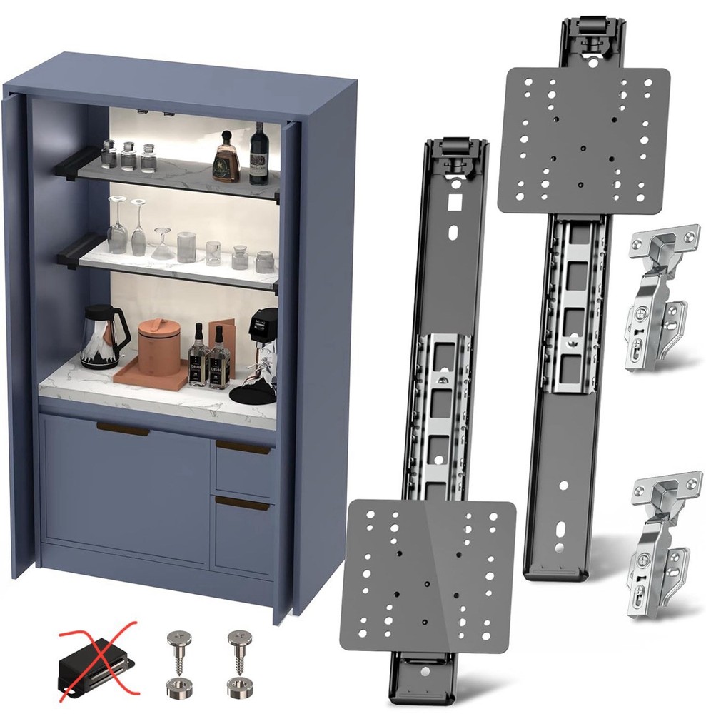 Pocket Door Slides, Inset Cabinet Door Hardware Kit 16” 2PCS (READ)