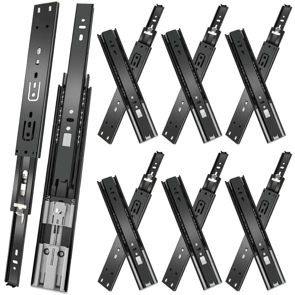 6 Pairs (12pcs) 20 inch Drawer Slides Soft Close Full Extension Side Black