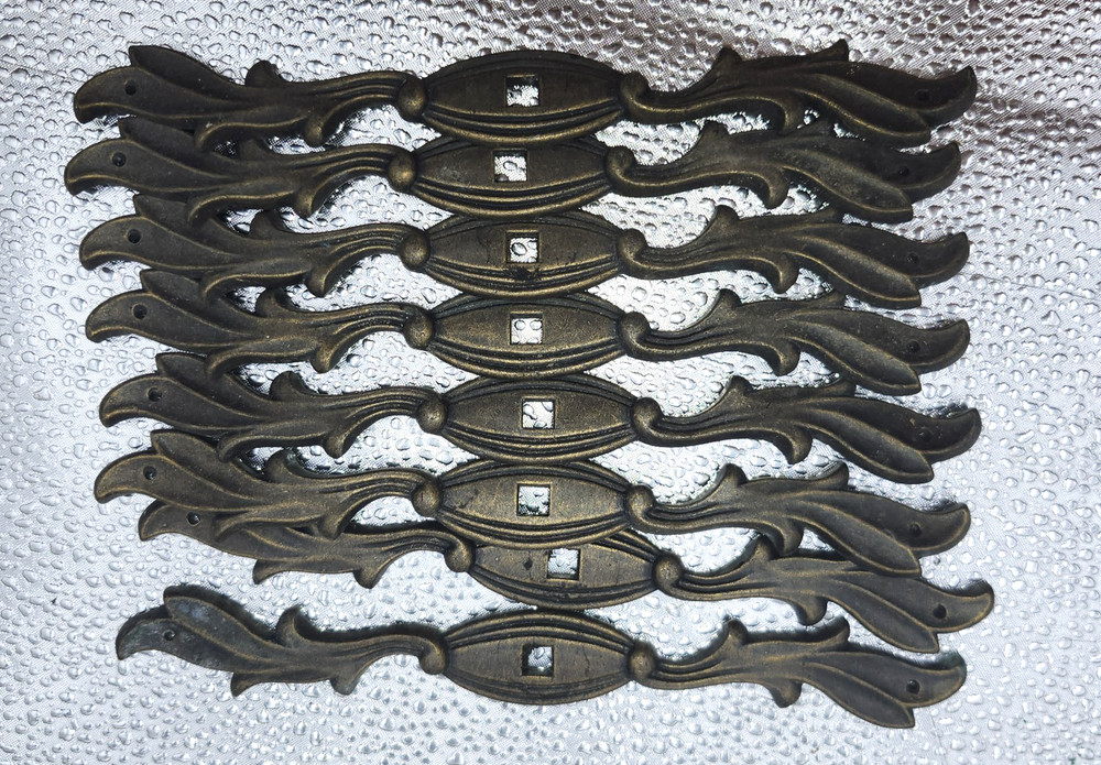Lot 8 vintage Back Plate Pull Vintage French Provincial 7.5″ antique brass